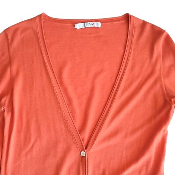 IMMA Orange Long Sleeve Casual Lightweight Cardigan Sweater size S - Picture 2 of 10